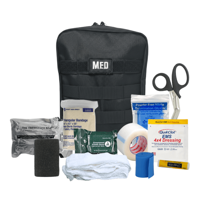 Military IFAK – Advanced w/Hemostatic & Pressure Dressings first aid kit with essential trauma tools and supplies.