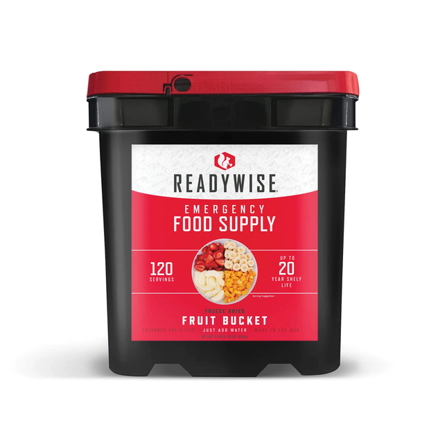 120-Serving Freeze-Dried Fruit Bucket – Long-Term Emergency Food Supply with Grab-N-Go Storage