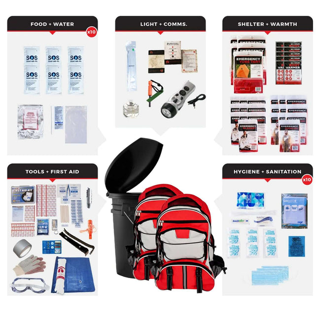72-Hour Emergency Bucket Survival Kit – Disaster Preparedness for 5 or 10 People