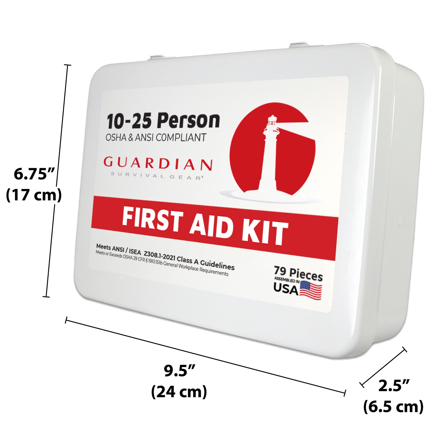 Guardian Survival Gear First Aid Kit – 79 Pieces, ANSI Class A, Sturdy Metal Case (10–25 Person Use)