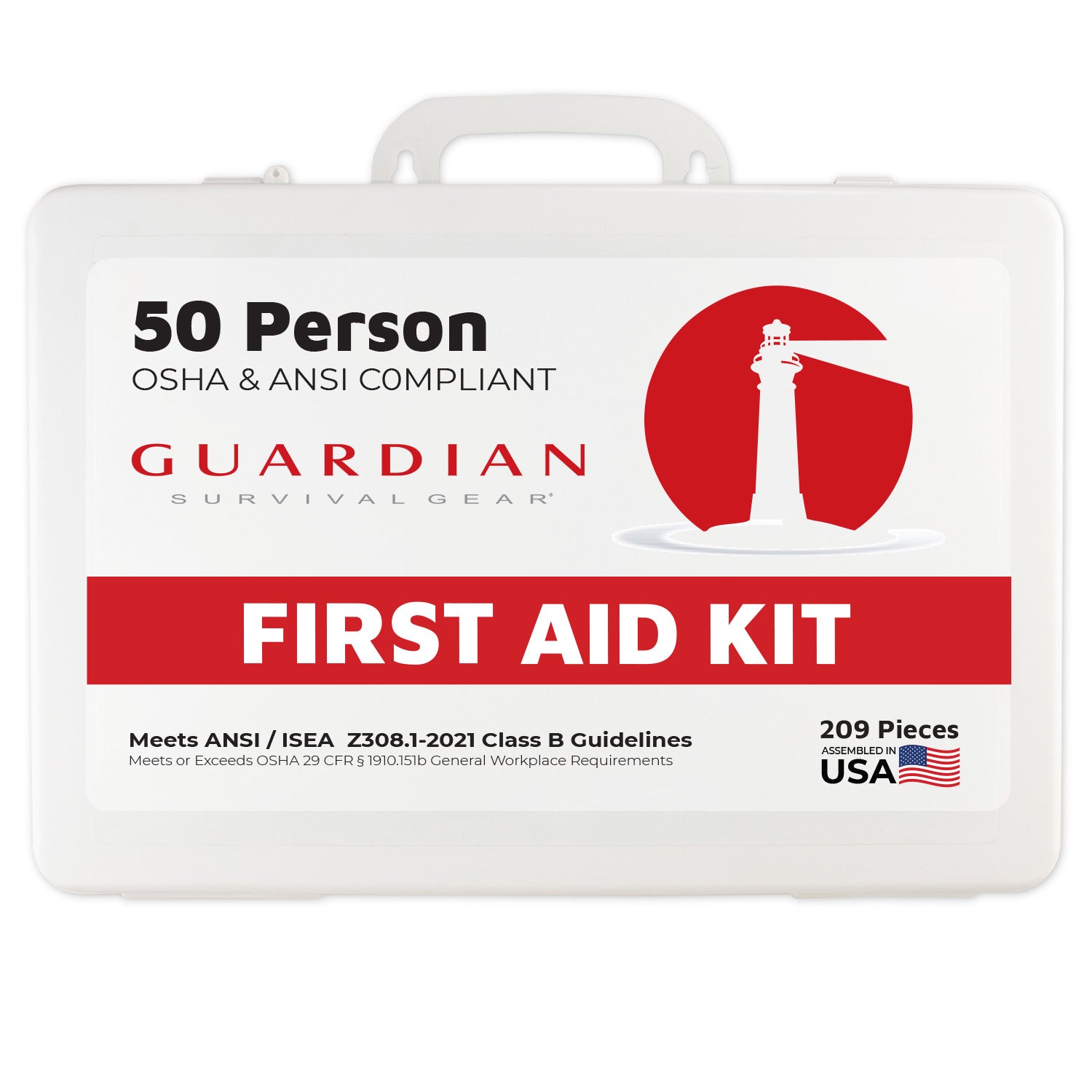 Guardian Survival Gear First Aid Kit – 209 Pieces, ANSI Class B, Lightweight Plastic Case (25–50 Person Use)