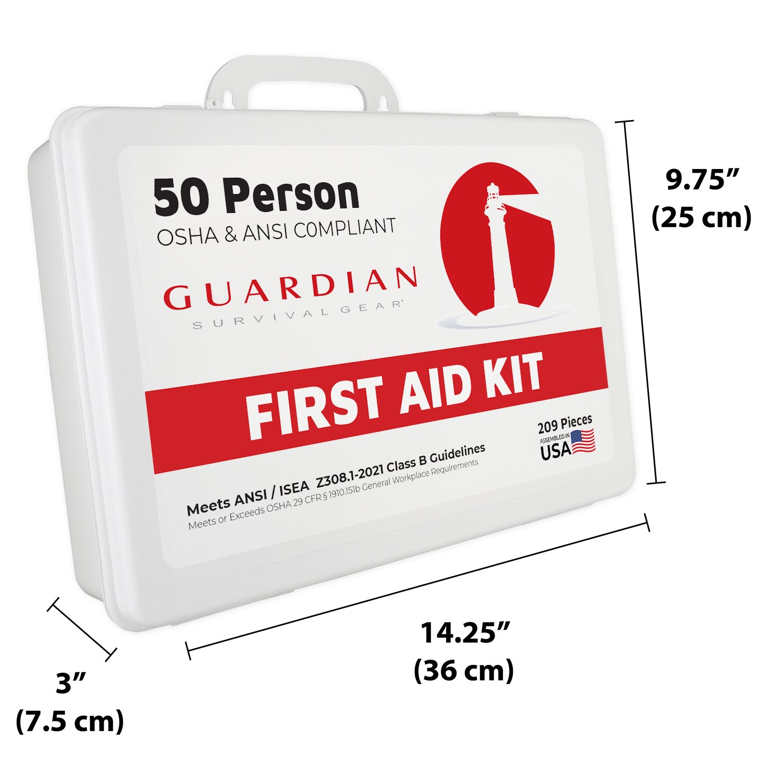 Guardian Survival Gear First Aid Kit – 209 Pieces, ANSI Class B, Lightweight Plastic Case (25–50 Person Use)