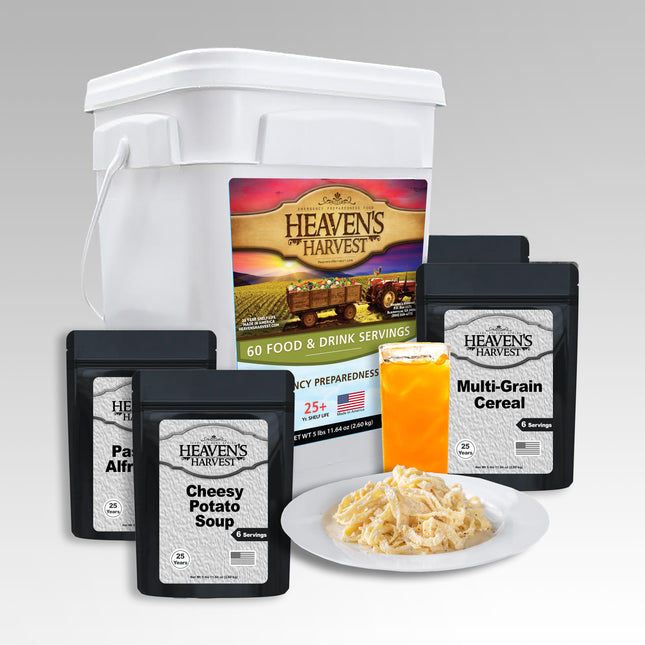 1 Week Kit -Starter Food & Drink Bucket - 1 Person 1 Week - 60 Servings - Emergency Survival Food Kit
