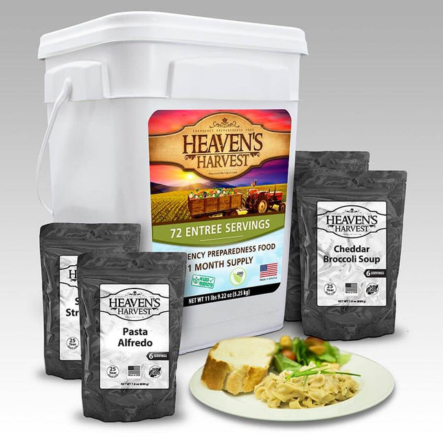 Emergency Survival Food Kit | Combo Kit - Breakfast, Entree + Protein - 1 Person 1 Month - 308 Servings with entrees and pasta