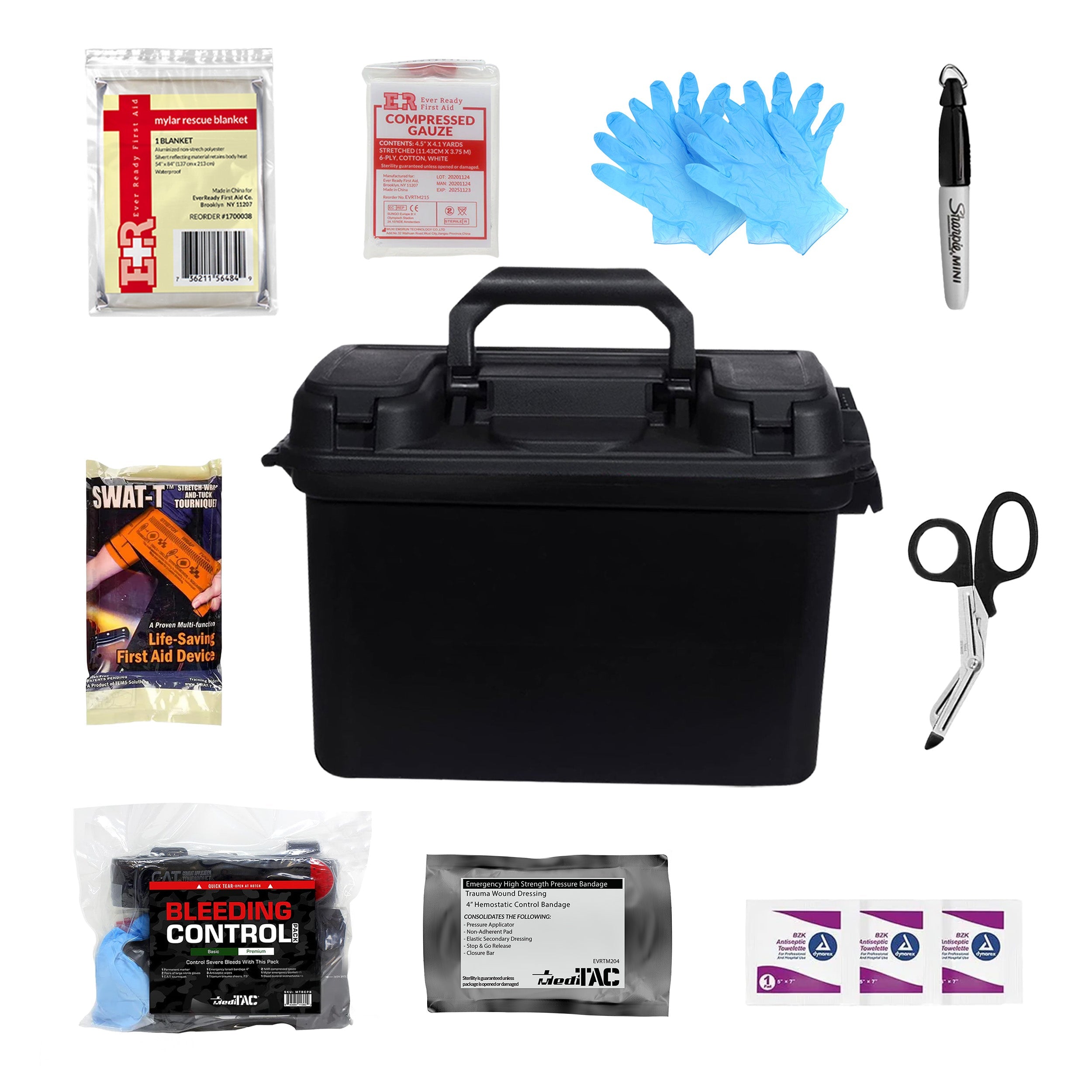 MediTac Bleeding Control Kit | 4x Individual Vacuum-Sealed Trauma Packs