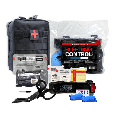 Bleeding Control Pack - Intermediate with first aid supplies, scissors, and emergency medical items for trauma care.