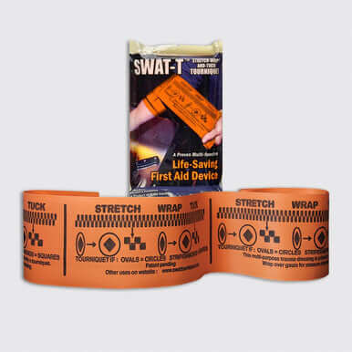 SWAT-T tourniquet for intermediate bleeding control, life-saving first aid device in an emergency trauma kit