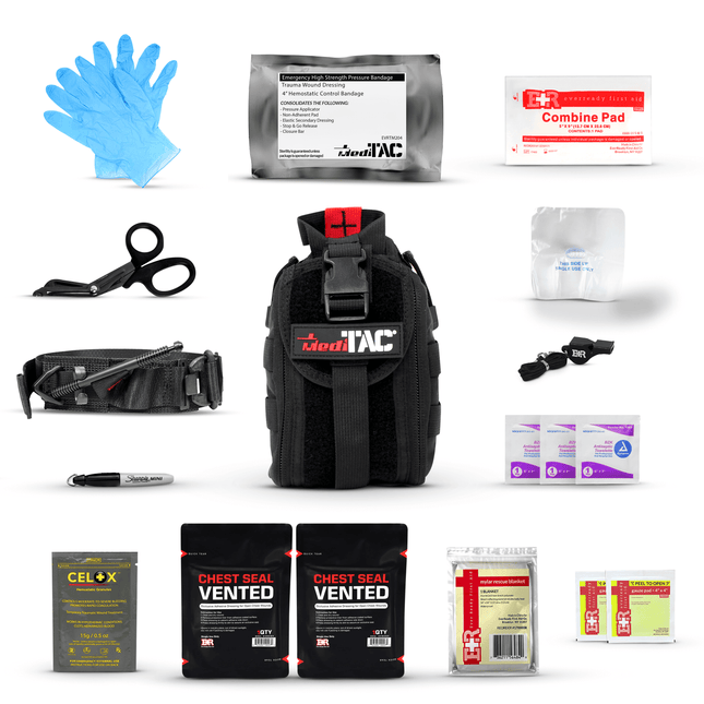 Premium Tactical IFAK Kit (Copy) with essential trauma response gear in compact MOLLE pouch.