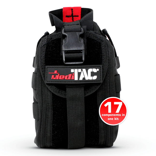 Premium Tactical IFAK Kit (Copy) in a compact MOLLE pouch with 17 components for emergency response.