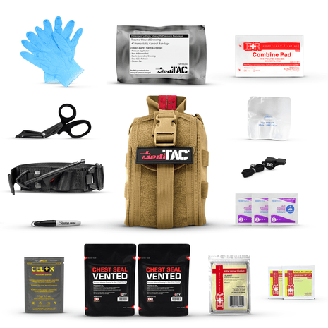 Premium Tactical IFAK Kit (Copy) includes essential trauma gear in a compact MOLLE pouch for emergency readiness.