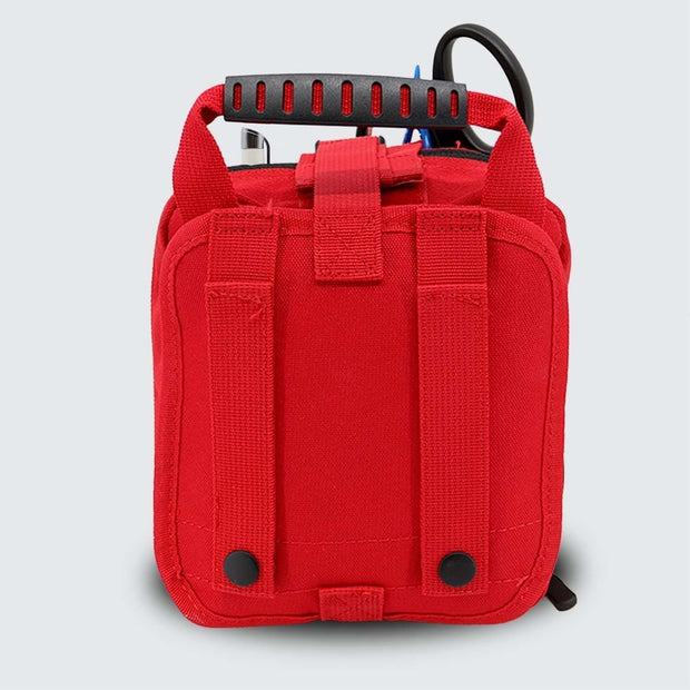 Small Rip Away Tactical Trauma Kit in red, compact pouch designed for emergency responses and quick deployment.