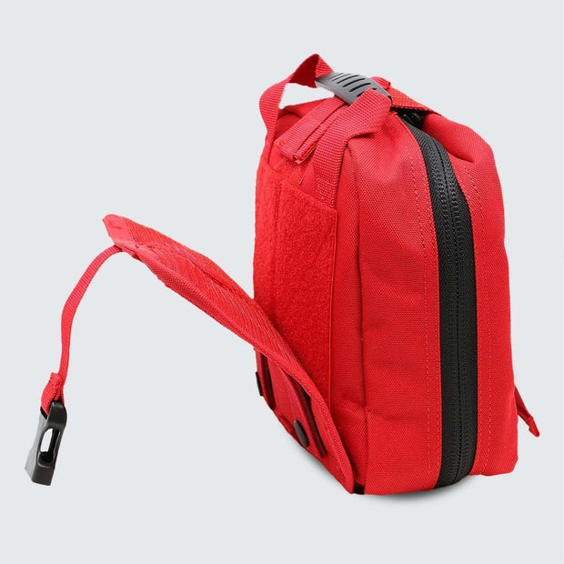 Small Rip Away Tactical Trauma Kit in red, compact pouch designed for emergency response and high-speed deployment.