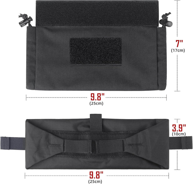 1st Line IFAK dimensions showing front and back views, designed for easy access and attachment to duty belts.