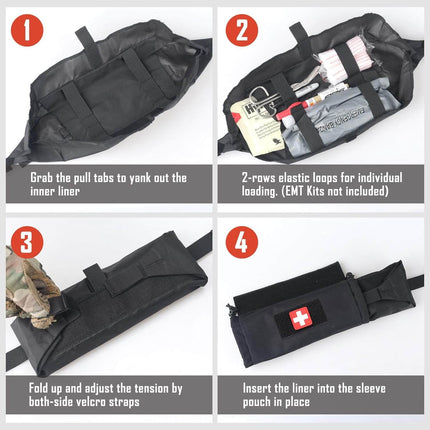 Step-by-step instructions for using the 1st Line IFAK trauma kit for easy access and organization.
