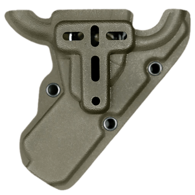 Mini EMT shears kydex holder designed for quick access by first responders, featuring a low-profile olive drab design.