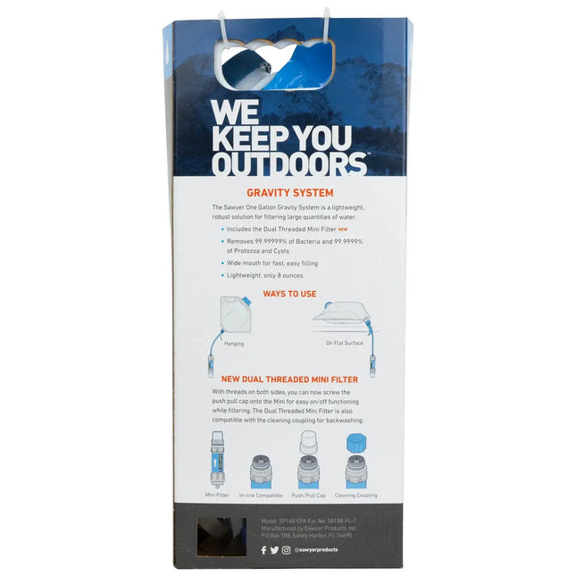 Sawyer One-Gallon Gravity Water Filtration System – Lightweight, High-Capacity Outdoor Filter