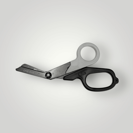ONE SHEAR LIMITED – Cool Grey and Black full-size scissors, designed for performance and tactical utility.