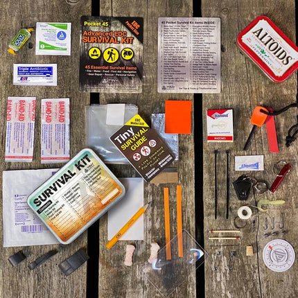 P-49 Elite Survival Kit - Bundle containing survival items and instructions for emergency preparedness.