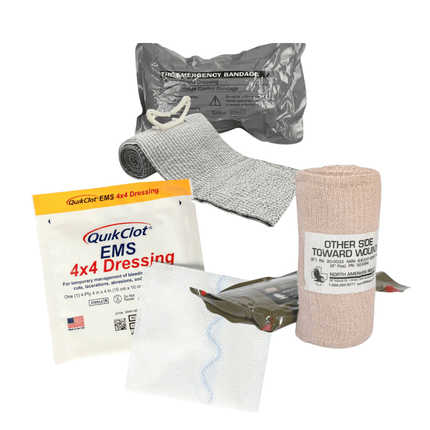 General-Purpose First Aid Backpack supplies including bandages, dressings, and trauma care essentials.