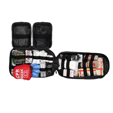 [PHH] Tactical Trauma Kit w/Rip-Away Feature fully stocked with first aid supplies in a MOLLE-compatible pouch.