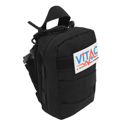 ViTAC EDC Trauma Kit in a compact, rugged black pouch with tactical straps for everyday carry readiness.