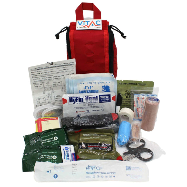 ViTAC Tactical Individual First Aid Kit (IFAK) featuring emergency medical supplies and gear for high-demand environments.