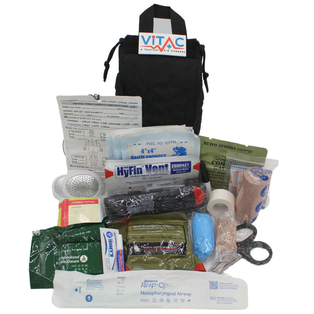ViTAC Tactical Individual First Aid Kit (IFAK) showcasing essential emergency medical supplies for high-demand environments.