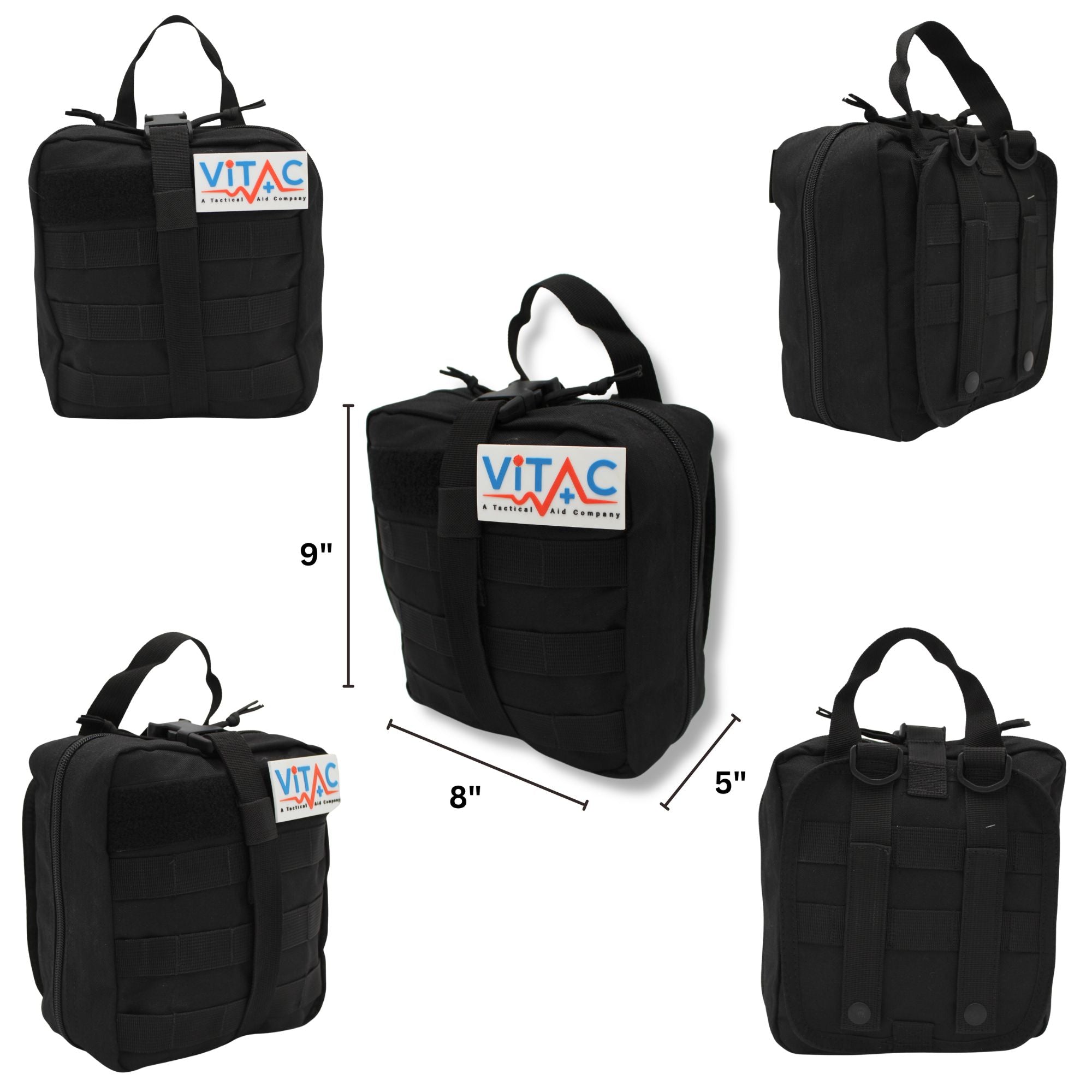 ViTAC Adventurer First Aid Kit, Black, All Sides