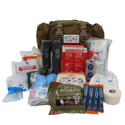 advanced adventurer first aid kit contents displayed in a compact and weather-resistant case.