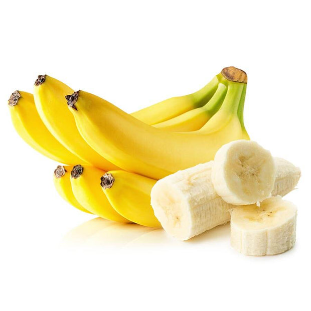 Fresh bananas with slices on a white background, perfect for healthy snacks and nutrition.