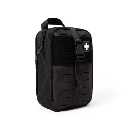 MyFAK First Aid Kit by My Medic in black, compact design for easy portability and emergency situations.