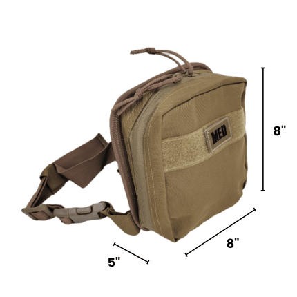 Enhanced IFAK w/Tourniquet & Chest Seals - Compact trauma kit for field response, measuring 8x8x5 inches.