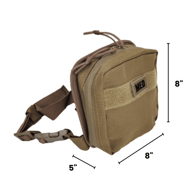 Enhanced IFAK w/Tourniquet & Chest Seals - Compact trauma kit for field response, measuring 8x8x5 inches.