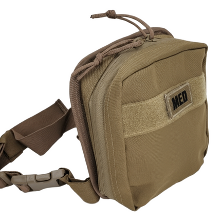 Enhanced IFAK bag with medical insignia, designed for quick access to trauma supplies and equipped for field emergencies.