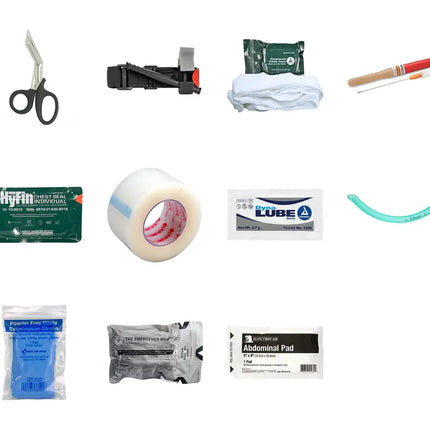 Enhanced IFAK w/Tourniquet & Chest Seals featuring essential trauma kit components.