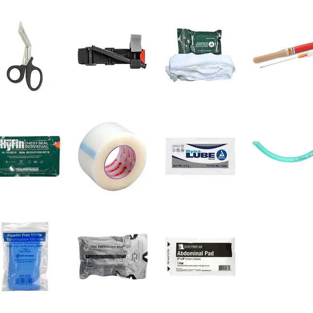 Enhanced IFAK w/Tourniquet & Chest Seals featuring essential trauma kit components.