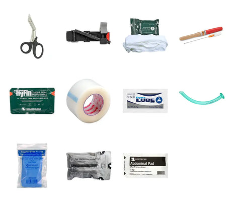 Enhanced IFAK w/Tourniquet & Chest Seals featuring essential trauma kit components.