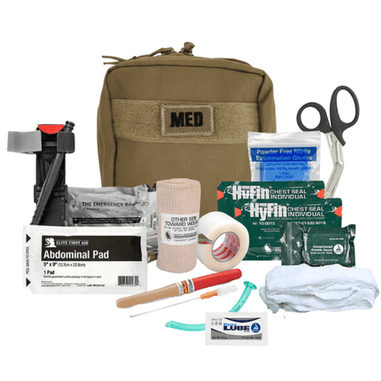 Enhanced IFAK w/Tourniquet & Chest Seals contents including trauma essentials for emergency response.