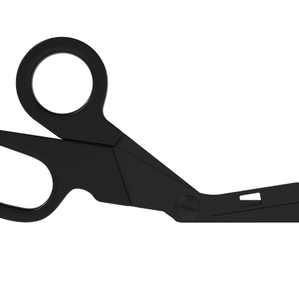 ONE SHEAR® black clearance shear, a premium trauma shear with Extreme Heavy Duty Steel™ and Diamond Coated blades.