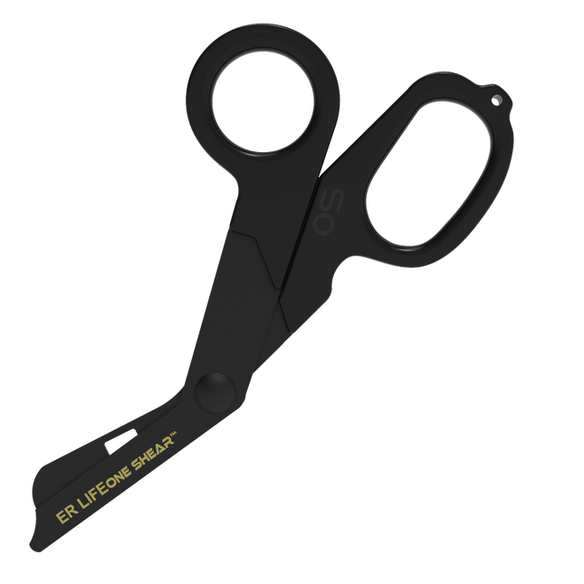 ONE SHEAR BLACK premium trauma shear with durable black blades and ergonomic design.