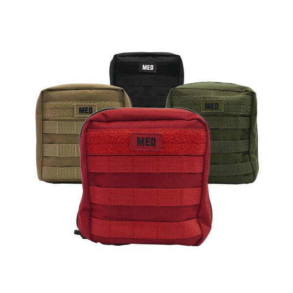 General Purpose First Aid Kit available in red, black, tan, and green colors for emergency preparedness.