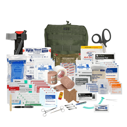 General Purpose First Aid Kit – Med Pro with assorted medical supplies, bandages, scissors, and a carrying pouch.