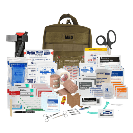 General Purpose First Aid Kit – Med Pro featuring a variety of medical supplies and a compact tactical bag.