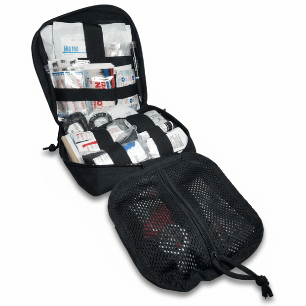Open General Purpose IFAK first aid kit showing organized medical supplies and equipment for emergencies.