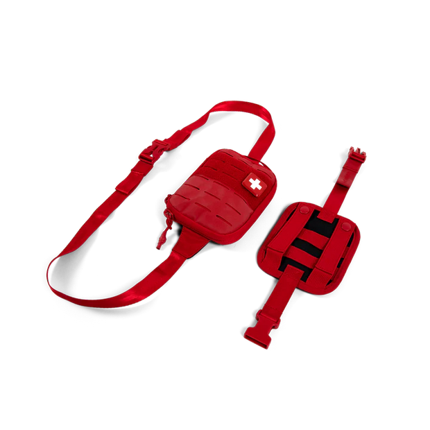 Sidekick IFAK Pouch by MyMedic in red, ideal for immediate trauma care and easy attachment on gear.