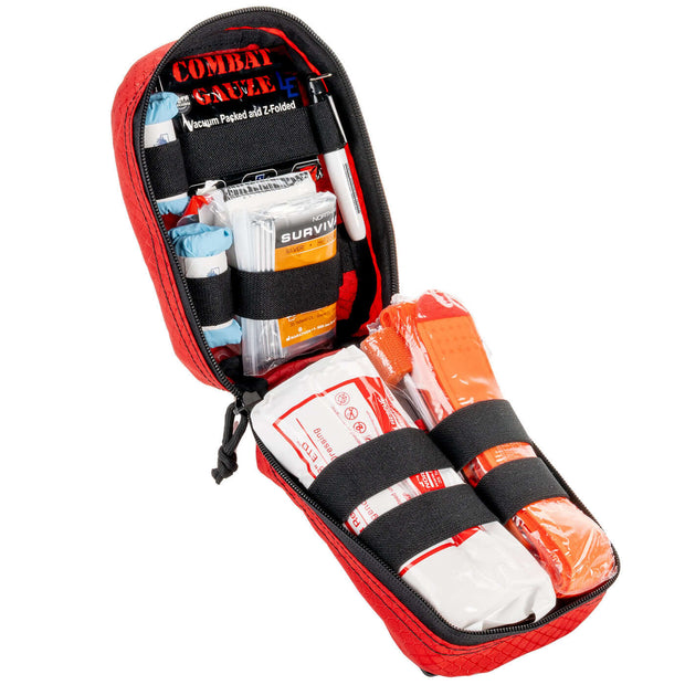 Individual Bleeding Control Kit | Public Access IFAK featuring essential first aid components in a compact red case.