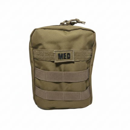 Military IFAK – Advanced MOLLE-compatible med pouch for trauma tools and hemostatic dressings.