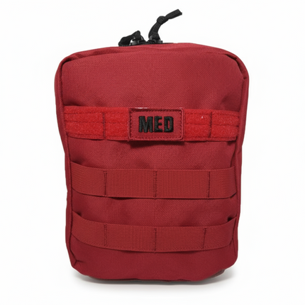 Military IFAK – Advanced red MOLLE pouch for trauma kit and medical supplies.