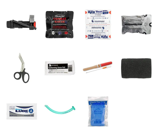 Trauma Kit – Patrol Pro w/CAT Tourniquet supplies including scissors, gauze, and emergency items.