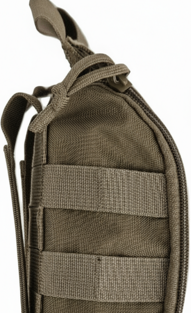 Side view of the Patrol Trauma Kit showing its durable design and tactical straps for easy attachment.